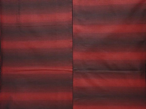 Photo5: 6009T11z650 Vintage Japanese Kimono Silk TSUMUGI  Dark red (5)