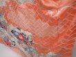Photo4: 6009T12z1130 Vintage Japanese Kimono Silk FURISODE Folding fan Coral pink (4)