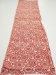 Photo5: 3Q01z70  Japanese Kimono Silk  FABRIC Chrysanthemum Dark red 49.6x14.0 (5)