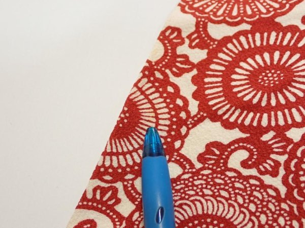 Photo6: 3Q02z70  Japanese Kimono Silk  FABRIC Chrysanthemum Dark red 50.0x14.0 (6)