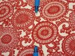 Photo6: 3Q04z90  Japanese Kimono Silk  FABRIC Chrysanthemum Dark red 63.8x14.0 (6)