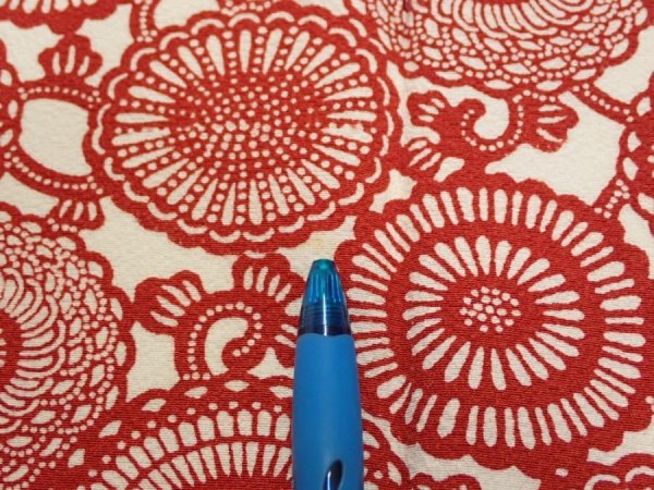 Photo6: 3Q05z90  Japanese Kimono Silk  FABRIC Chrysanthemum Dark red 64.2x14.0 (6)
