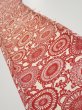 Photo1: 3Q07z30  Japanese Kimono Silk  FABRIC Chrysanthemum Dark red 44.9x6.9 (1)