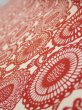 Photo4: 3Q07z30  Japanese Kimono Silk  FABRIC Chrysanthemum Dark red 44.9x6.9 (4)