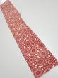 Photo5: 3Q07z30  Japanese Kimono Silk  FABRIC Chrysanthemum Dark red 44.9x6.9 (5)