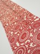 Photo2: 3Q10z30  Japanese Kimono Silk  FABRIC Chrysanthemum Dark red 33.9x7.1 (2)