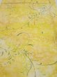 Photo1: 3Q01z60  Japanese Kimono Silk  FABRIC Plants Yellow 40.9x14.8 (1)