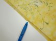 Photo6: 3Q01z60  Japanese Kimono Silk  FABRIC Plants Yellow 40.9x14.8 (6)