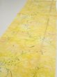 Photo3: 3Q04z90  Japanese Kimono Silk  FABRIC Plants Yellow 66.1x14.8 (3)