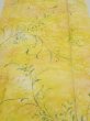 Photo1: 3Q05z90  Japanese Kimono Silk  FABRIC Plants Yellow 65.4x15.0 (1)