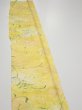 Photo3: 3Q07z40  Japanese Kimono Silk  FABRIC Plants Yellow 59.8x7.5 (3)