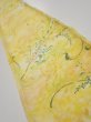 Photo1: 3Q08z40  Japanese Kimono Silk  FABRIC Plants Yellow 59.8x7.5 (1)