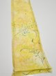 Photo2: 3Q08z40  Japanese Kimono Silk  FABRIC Plants Yellow 59.8x7.5 (2)