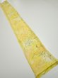 Photo5: 3Q08z40  Japanese Kimono Silk  FABRIC Plants Yellow 59.8x7.5 (5)