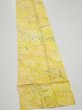 Photo2: 3Q09z60  Japanese Kimono Silk  FABRIC Plants Yellow 84.3x7.3 (2)