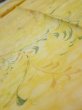 Photo4: 3Q09z60  Japanese Kimono Silk  FABRIC Plants Yellow 84.3x7.3 (4)
