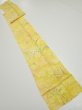Photo5: 3Q09z60  Japanese Kimono Silk  FABRIC Plants Yellow 84.3x7.3 (5)