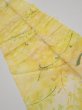 Photo2: 3Q10z30  Japanese Kimono Silk  FABRIC Plants Yellow 34.6x7.3 (2)