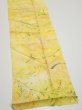 Photo3: 3Q10z30  Japanese Kimono Silk  FABRIC Plants Yellow 34.6x7.3 (3)