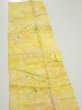 Photo4: 3Q10z30  Japanese Kimono Silk  FABRIC Plants Yellow 34.6x7.3 (4)