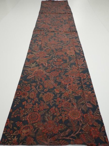 Photo5: 3Q04z110  Japanese Kimono Crepe Silk  FABRIC Flowers Green-Gray 68.1x14.6 (5)