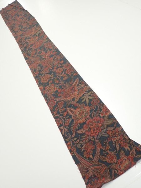 Photo5: 3Q07z50  Japanese Kimono Crepe Silk  FABRIC Flowers Green-Gray 61.4x7.7 (5)