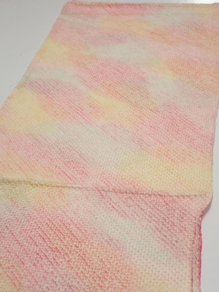 Photo3: 3Q01z50  Japanese Kimono Silk  FABRIC Shibori Pink 48.0x14.0 (3)