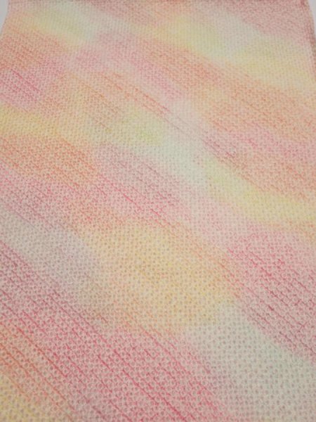 Photo1: 3Q02z50  Japanese Kimono Silk  FABRIC Shibori Pink 48.0x13.8 (1)