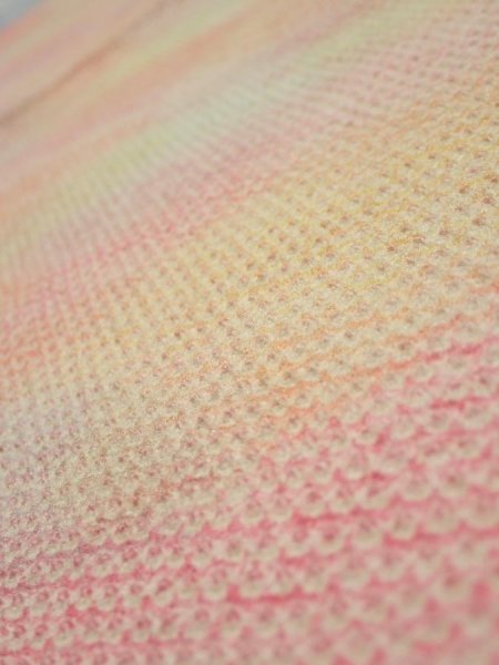 Photo4: 3Q02z50  Japanese Kimono Silk  FABRIC Shibori Pink 48.0x13.8 (4)