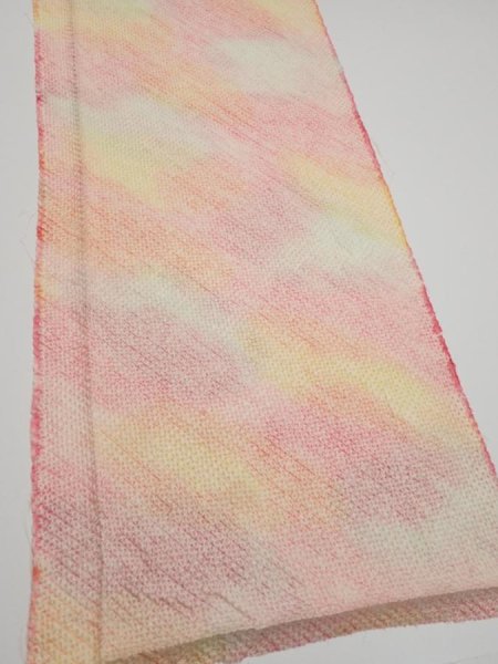 Photo2: 3Q03z70  Japanese Kimono Silk  FABRIC Shibori Pink 62.2x13.8 (2)