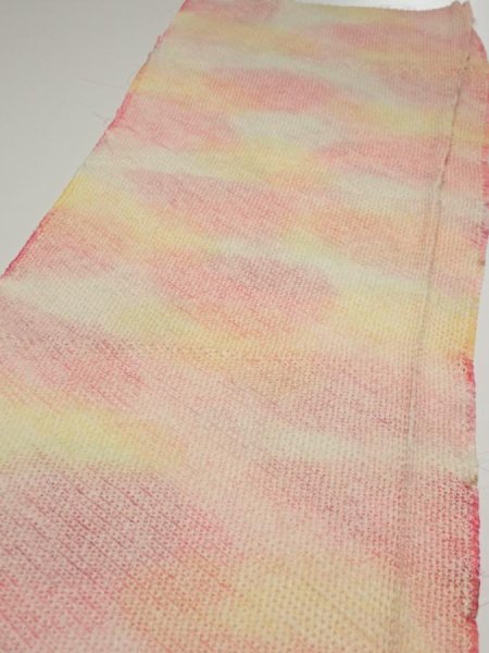 Photo3: 3Q04z70  Japanese Kimono Silk  FABRIC Shibori Pink 62.2x13.6 (3)