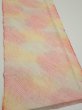 Photo2: 3Q06z70  Japanese Kimono Silk  FABRIC Shibori Pink 62.6x14.0 (2)