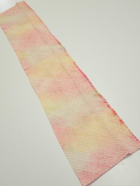 Photo1: 3Q10z20  Japanese Kimono Silk  FABRIC Shibori Pink 32.3x6.5 (1)