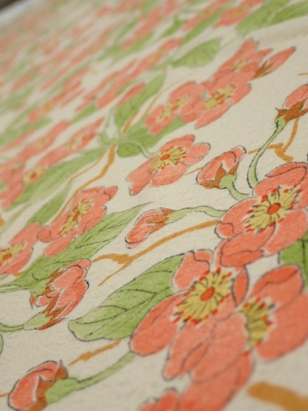 Photo4: 3Q01z90  Japanese Kimono Silk  FABRIC Sakura Off-white 69.3x14.0 (4)