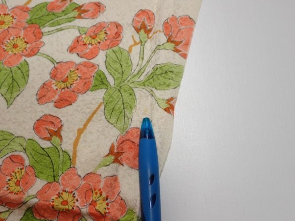 Photo7: 3Q01z90  Japanese Kimono Silk  FABRIC Sakura Off-white 69.3x14.0 (7)