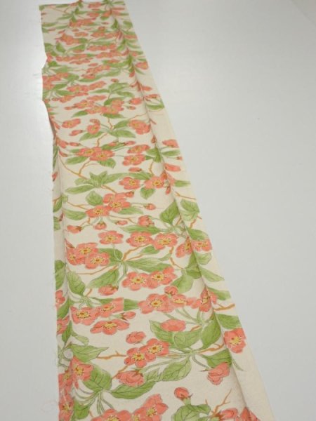 Photo3: 3Q04z50  Japanese Kimono Silk  FABRIC Sakura Off-white 65.0x7.5 (3)