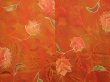 Photo3: 6010T01z530 Vintage Japanese Kimono Silk HAORI Flowers Dark orange (3)