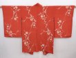 Photo1: 6010T02z390 Vintage Japanese Kimono Silk HAORI Flower Orange-Brown (1)