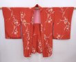 Photo7: 6010T02z390 Vintage Japanese Kimono Silk HAORI Flower Orange-Brown (7)