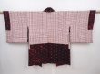 Photo6: 6010T04z560 Vintage Japanese Kimono Silk HAORI  Dark grape-Red (6)