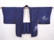 Photo5: 6010T05z520 Vintage Japanese Kimono Silk HAORI Princess Navy (5)
