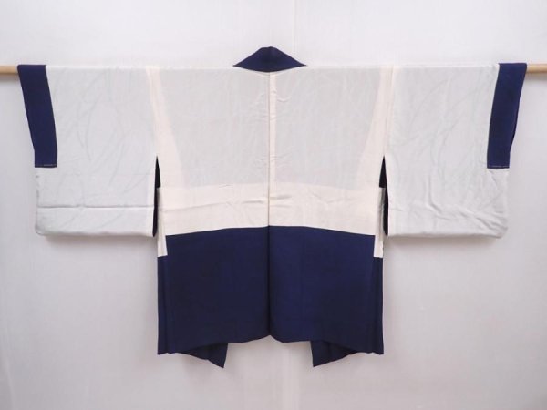 Photo6: 6010T05z520 Vintage Japanese Kimono Silk HAORI Princess Navy (6)