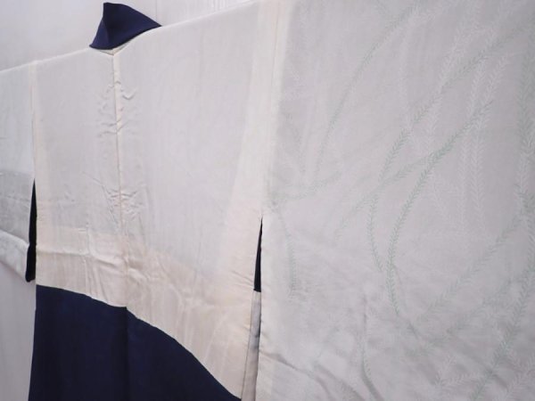 Photo7: 6010T05z520 Vintage Japanese Kimono Silk HAORI Princess Navy (7)