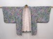 Photo5: 6010T06z450 Vintage Japanese Kimono Silk HAORI Flowers Navy (5)