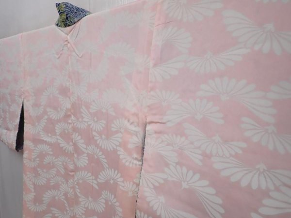 Photo7: 6010T06z450 Vintage Japanese Kimono Silk HAORI Flowers Navy (7)