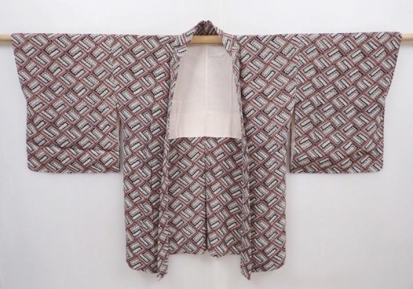 Photo5: 6010T07z520 Vintage Japanese Kimono Silk HAORI  Black (5)