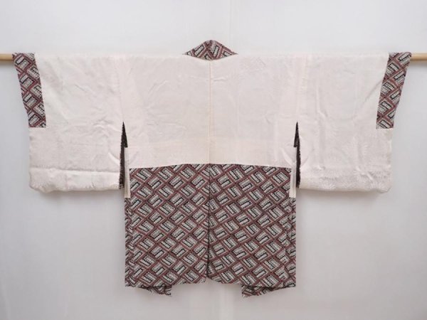 Photo6: 6010T07z520 Vintage Japanese Kimono Silk HAORI  Black (6)