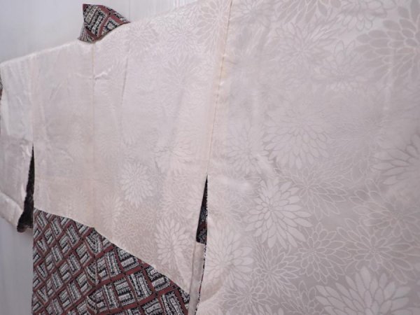 Photo7: 6010T07z520 Vintage Japanese Kimono Silk HAORI  Black (7)