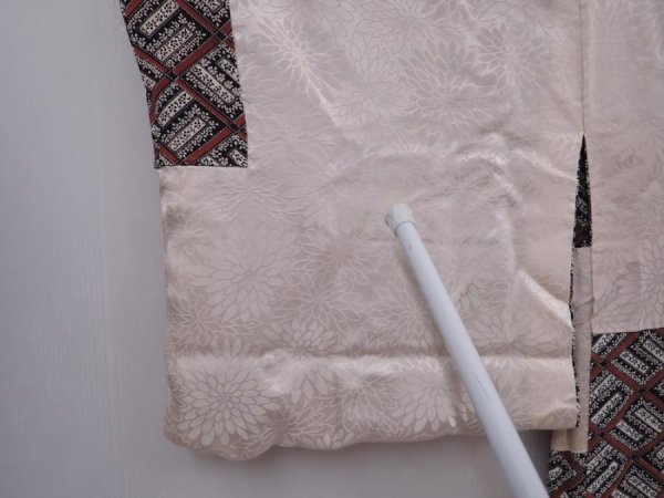 Photo8: 6010T07z520 Vintage Japanese Kimono Silk HAORI  Black (8)