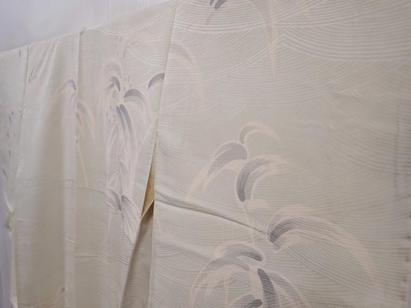 Photo2: 6010T08z730 Vintage Japanese Kimono Silk TSUKESAGE Flower Off-white (2)